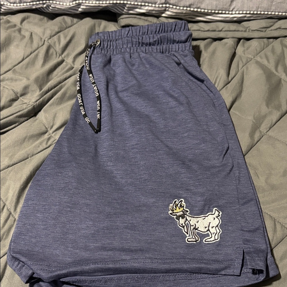 Stylish Athletic Men's Shorts in Blue with Embroidered Design